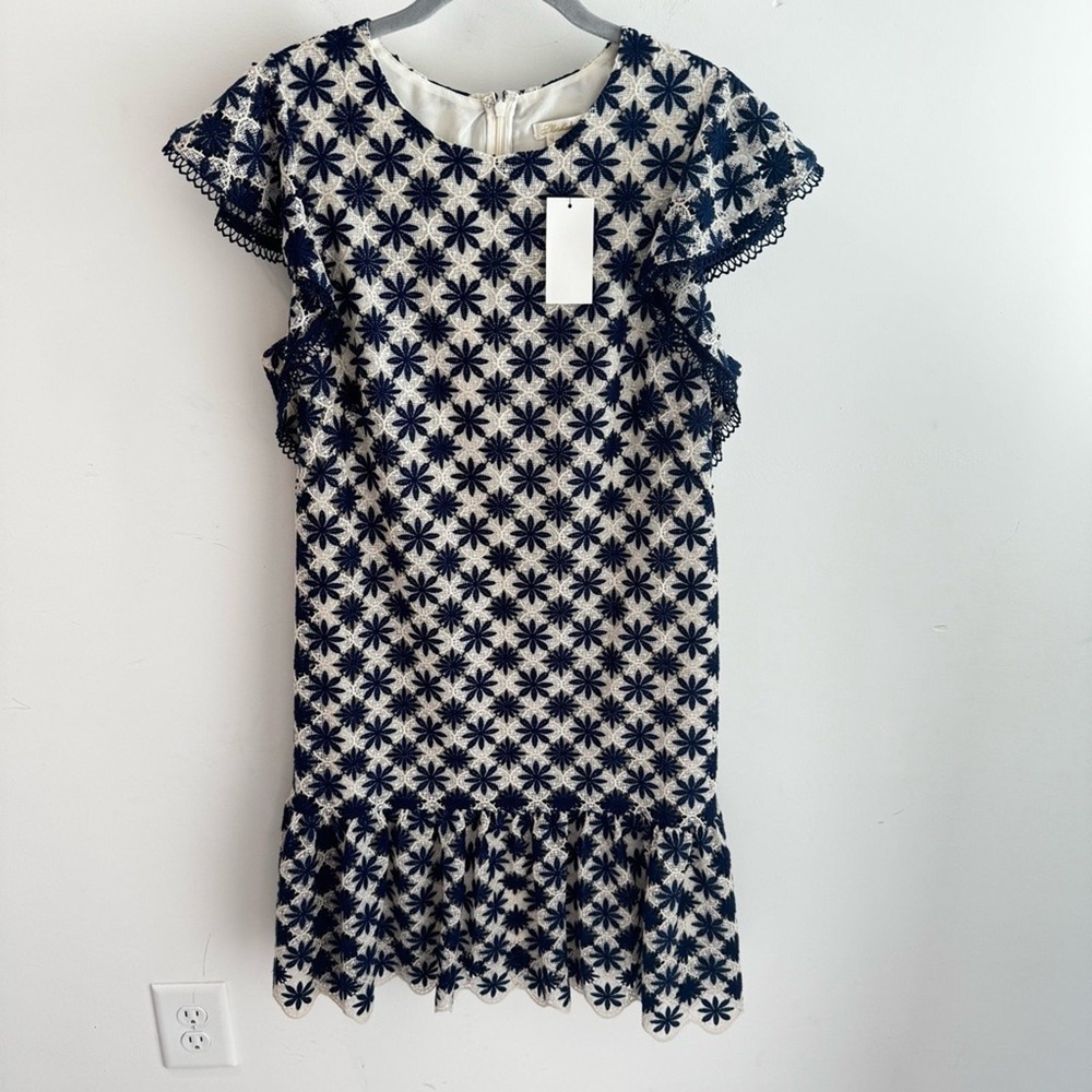 NWT Shoshanna Kassia Mini Dress Navy Ivory Lace Size 10